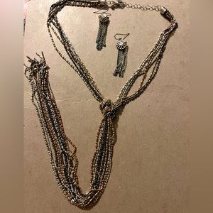 Long 3 color necklace and earrings